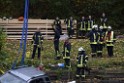 Einsatz BF Koeln PKW im See Koeln Esch P057